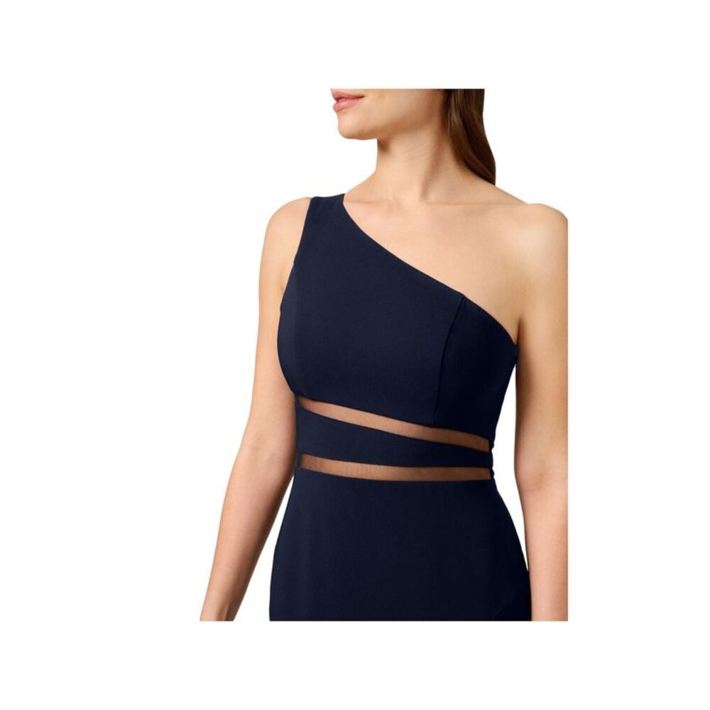 LIV FOSTER Womens Navy Mesh Inset Waist Lined Sleeveless Gown Dress 6 - Picture 3 of 3
